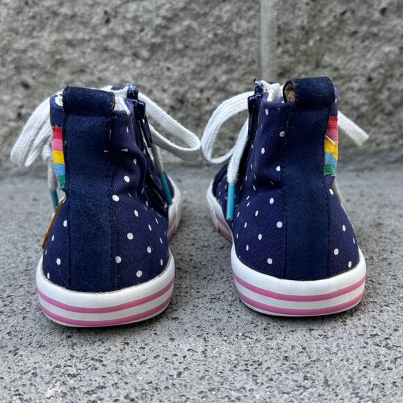 MINI BODEN Rainbow Sneakers Girls 1 Eu 32 Blue High Top Boots Shoes Clouds Sun - Picture 4 of 10